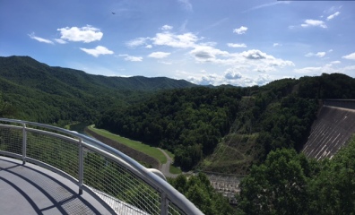 View west of Fontana Dam